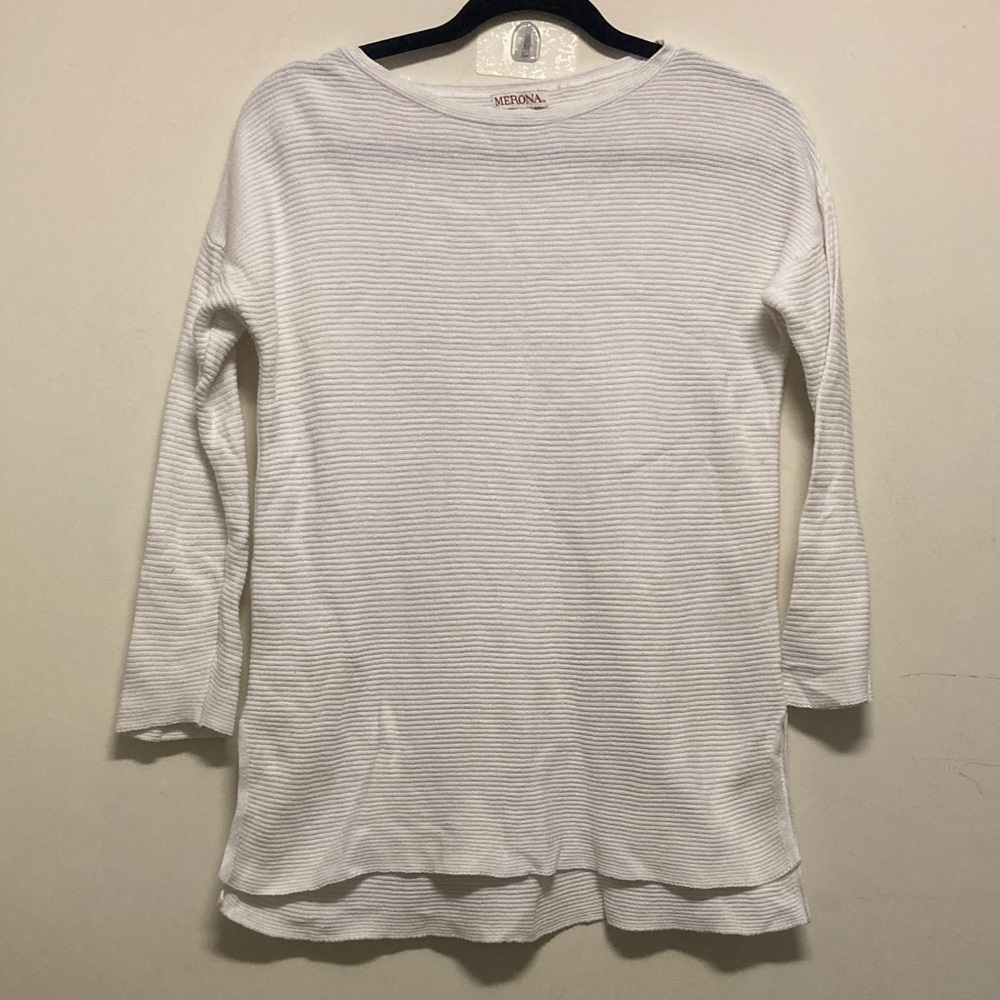 MERONA/White Striped Long Sleeve Top